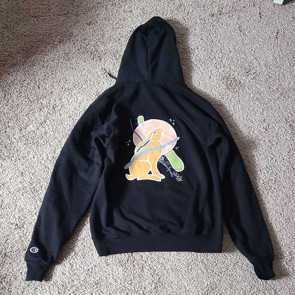 Champion Black Oversized Hoodie with Vibrant Graphic